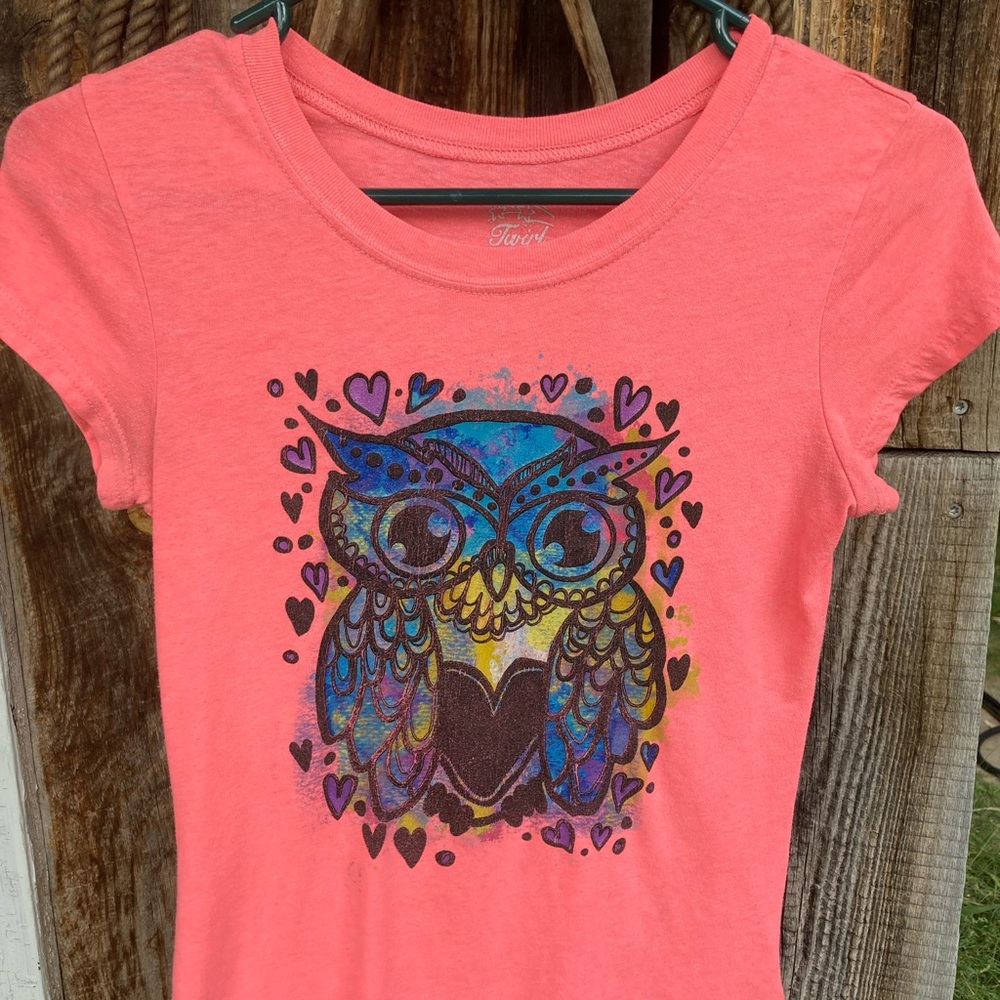 Fun girls owl shirt by Twirl.  Size 10/12.
